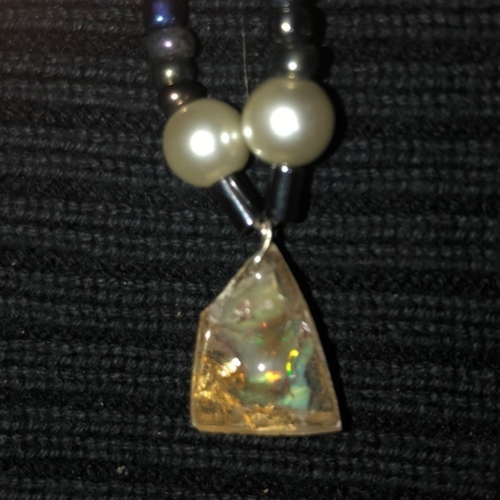 Opal & 14kt Gold Orgonite Necklace